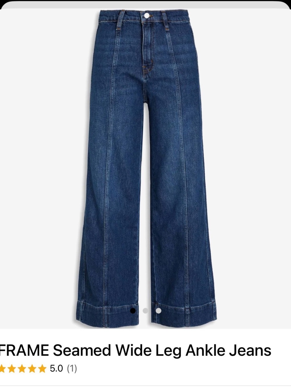 Frame Denim Dark Blue Seamed Wide-Leg Jeans